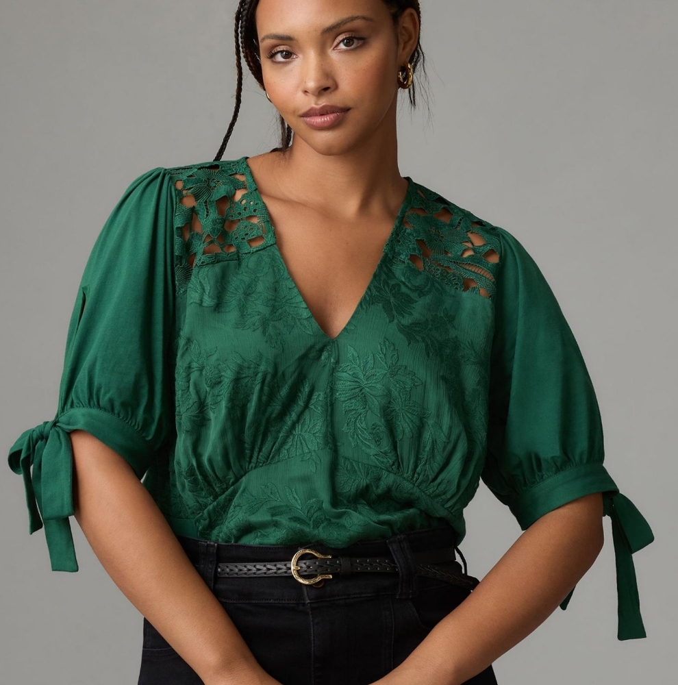 Ophelia Embroidered Lace GreenTop